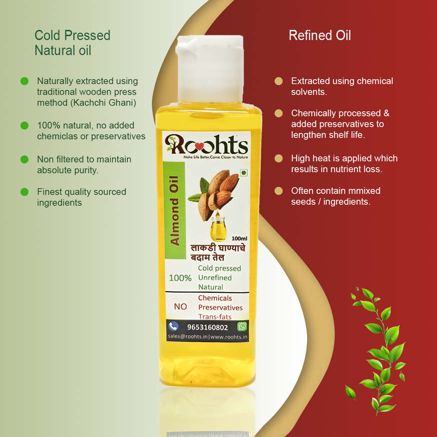 Roohts Premium Almond/ Badam Wood Pressed Oil